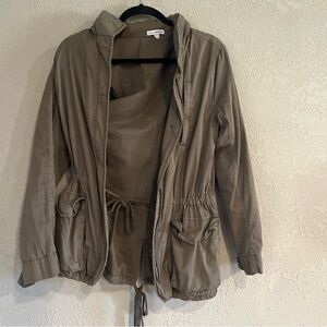 James Perse Standard  Utility Jacket Sz 1 (S) Military Green Cotton Zip Up Hood